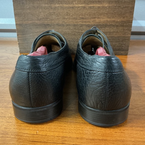 Salvatore Ferragamo Men Black Pebbled Leather Moc Split Toe Derby Oxford Size 13 - Picture 3 of 9